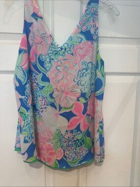 Lilly Pulitzer Blue Floral V-Neck Tank Skirt